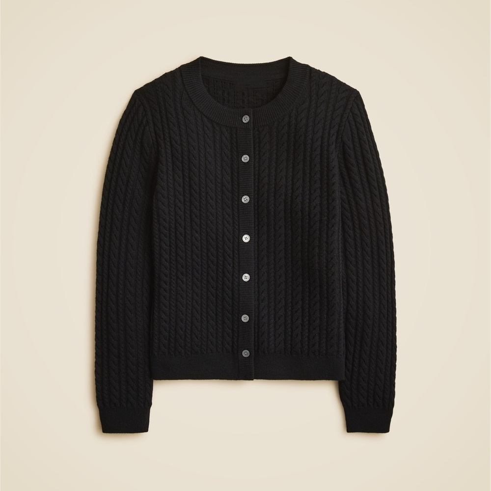 Lauren Ralph Lauren Black Wool/Cashmere Cable Knit Cardigan Size M